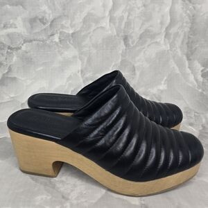 Beklina Black Leather Clogs